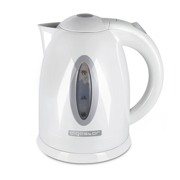 Waterkoker 1.7L 2200W Kunststof – Automatische Uitschakeling, Droogkookbeveiliging & 360° Draaibare Basis – Wit