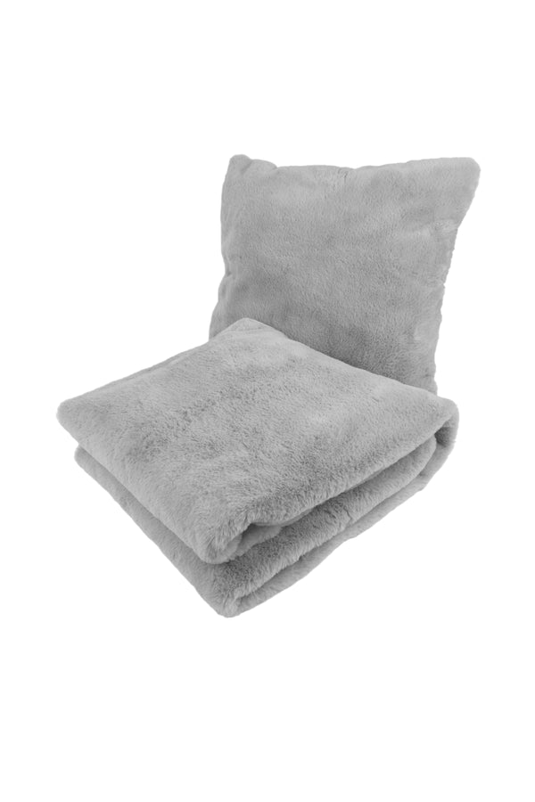 Fluffy Dekenset 2-delig – Grijs – Super Zacht & Comfortabel