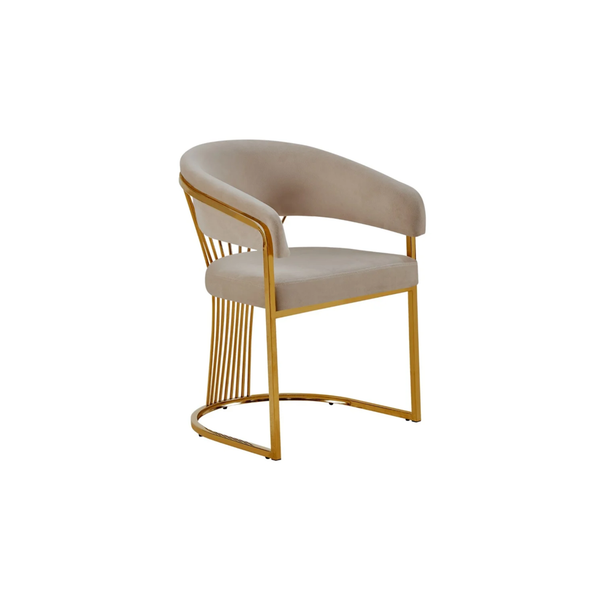 Stoel ACELYA – Goudkleurige Poten & Taupe Stof