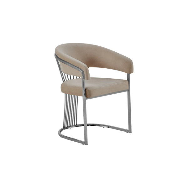 Stoel ACELYA – Zilverkleurige Poten & Taupe Stof