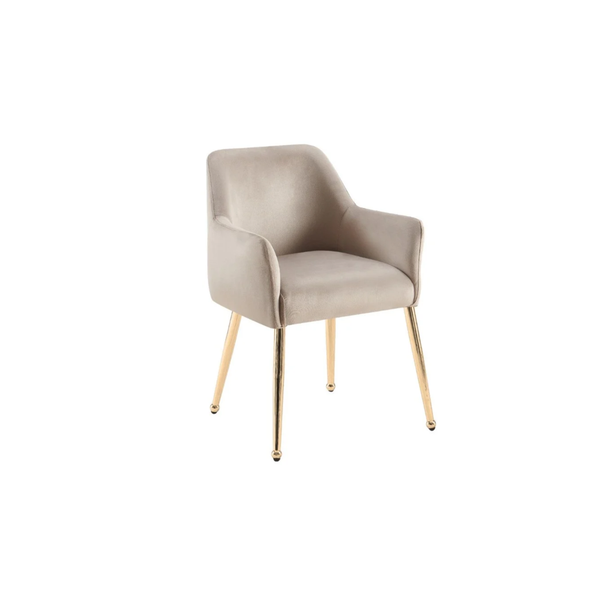 Stoel MILA – Gouden Poten & Taupe Stof