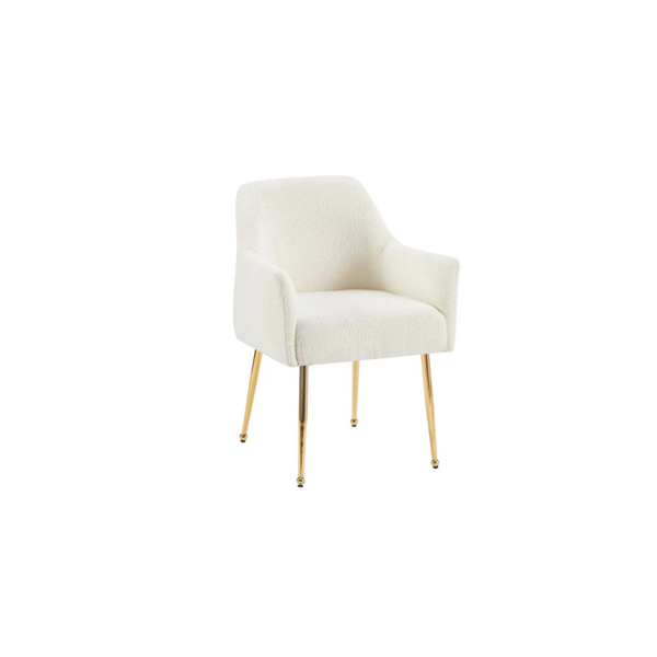 Stoel MILA - Gouden Poten & Witte Teddy Stof
