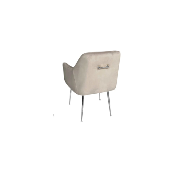 Stoel MILA – Zilveren Poten & Taupe Stof
