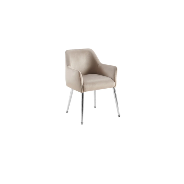 Stoel MILA – Zilveren Poten & Taupe Stof