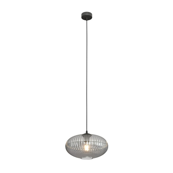 COCO 1 ZWART GRAFIET – Hanglamp met geribbeld glas