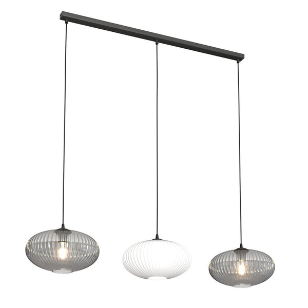 COCO 3 MIX Hanglamp – Zwart Frame – Glas & Opal – 3-Lichts