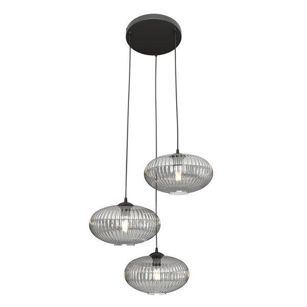 Coco 3-lichts Premium Hanglamp – Grafiet Glas