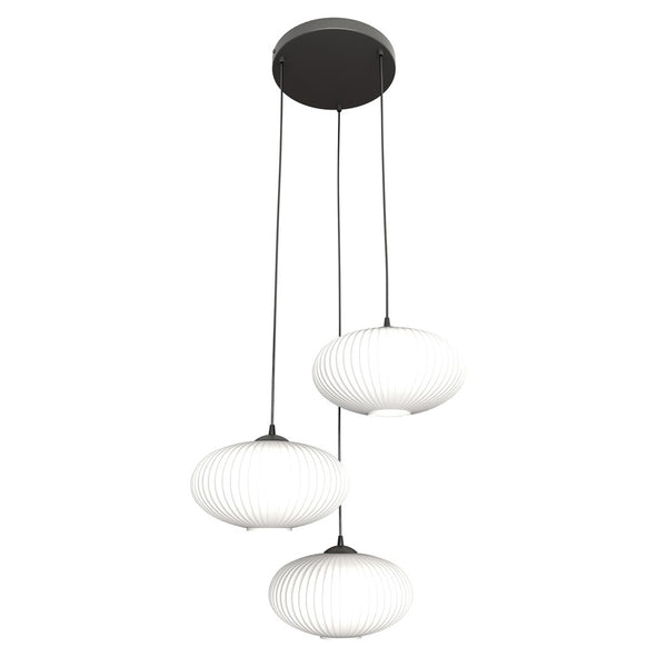 Coco 3-Lichts Premium Hanglamp Opal Glas (Zwart)