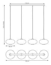 Hanglamp COCO 4 lichts - Zwart Mix Glas