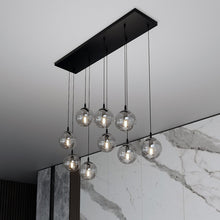 COSMO 9-Lichts Hanglamp – Zwart Staal met Smoke Glazen Kappen