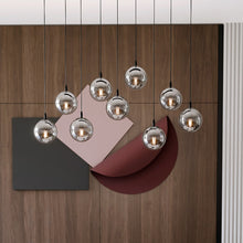 COSMO 9-Lichts Hanglamp – Zwart Staal met Smoke Glazen Kappen