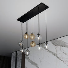 COSMO 9-Lichts Hanglamp – Zwart Staal met Mixkleurige Glazen Kappen