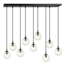 COSMO 9-Lichts Hanglamp – Zwart Staal met Transparante Glazen Kappen