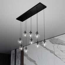COSMO 9-Lichts Hanglamp – Zwart Staal met Transparante Glazen Kappen