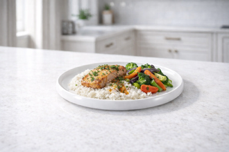 dinerbord wit met maaltijd presentatie