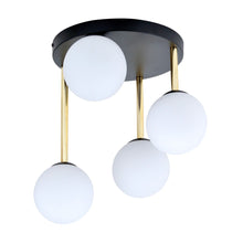 Plafondlamp DOLCE 4-lichts Opal | Zwart & Goud