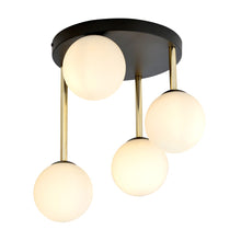 Plafondlamp DOLCE 4-lichts Opal | Zwart & Goud