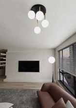 Plafondlamp DOLCE 4-lichts Opal | Zwart & Goud
