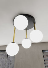 Plafondlamp DOLCE 4-lichts Opal | Zwart & Goud