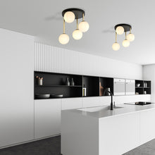 Plafondlamp DOLCE 4-lichts Opal | Zwart & Goud