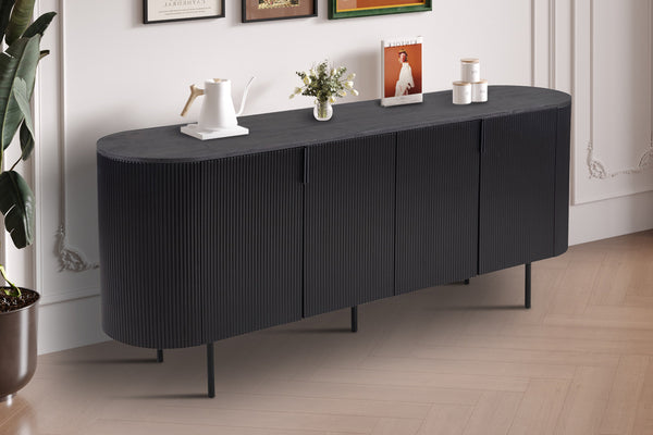 Dressoir LAGOS – MDF Donkerbruin, 200 cm Breed, 4 Deuren