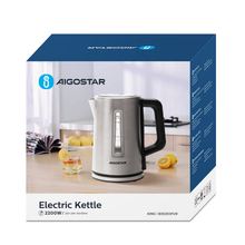 Waterkoker 1.7L Roestvrij Staal 2200W – Droogkook- en Oververhittingsbeveiliging – Zilver/Zwart – Voedselveilig RVS