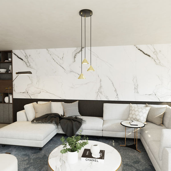 ELIT Design Hanglamp – 3-Lichts Goud Zwart – Minimalistische Luxe Plafondlamp