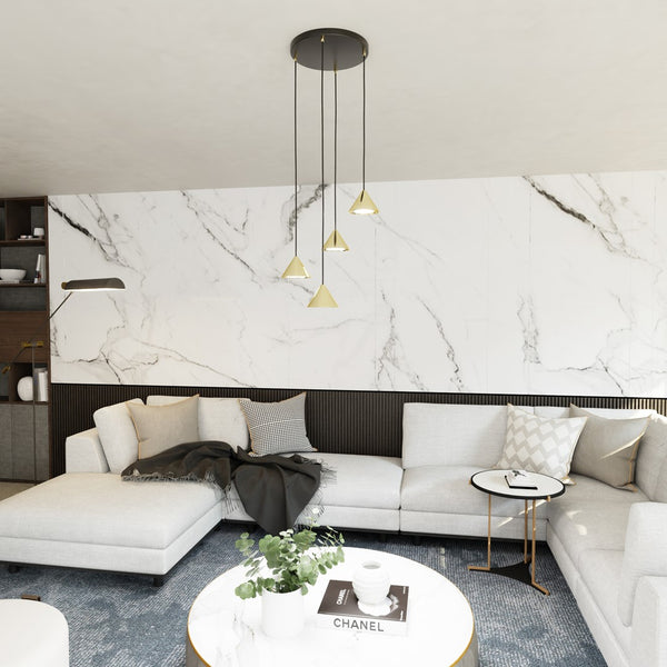 ELIT Design Hanglamp – Minimalistische 4-Lichts Goud Zwart – Moderne Plafondlamp