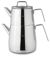 Ferveo Noya Theepotset 1,0/2,0 Liter – RVS Dubbele Turkse Theeketel Zilver