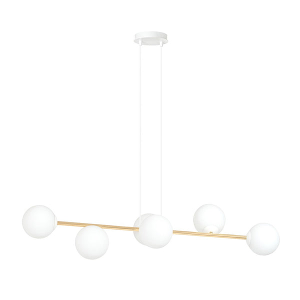 Design Plafondlamp GRAVITY – Wit & Goud – Minimalistische 6-Lichts Hanglamp