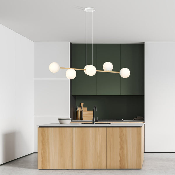 Design Plafondlamp GRAVITY – Wit & Goud – Minimalistische 6-Lichts Hanglamp