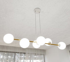 Design Plafondlamp GRAVITY – Wit & Goud – Minimalistische 6-Lichts Hanglamp