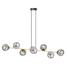 Design Plafondlamp GRAVITY – Zwart, Goud & Rookglas – 8-Lichts Hanglamp