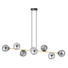 Design Plafondlamp GRAVITY – Zwart, Goud & Rookglas – 8-Lichts Hanglamp