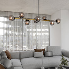 Design Plafondlamp GRAVITY – Zwart, Goud & Rookglas – 8-Lichts Hanglamp
