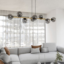 Design Plafondlamp GRAVITY – Zwart, Goud & Rookglas – 8-Lichts Hanglamp