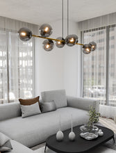 Design Plafondlamp GRAVITY – Zwart, Goud & Rookglas – 8-Lichts Hanglamp