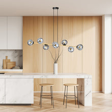 Design Plafondlamp GRAVITY – Zwart, Goud & Rookglas – 8-Lichts Hanglamp