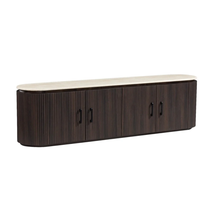 Kimberly TV-Meubel – 200x45x55 cm – Flintstone Look Steen met Bruin MDF Fronten