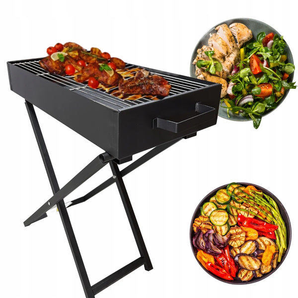 Opklapbare houtskool bbq rvs 30 x 60 cm hoogte verstelbaar
