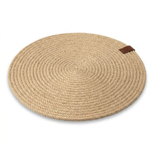 Ronde gevlochten jute placemat in naturel, Ø38 cm, boho stijl
