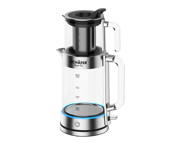 Schäfer Black Tea 2-in-1 glazen theekoker & waterkoker 2L + 0,8L