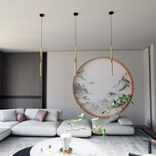 SELTER Design Hanglamp – 1-Lichts Zwart Goud – Minimalistische Staafvormige Plafondlamp