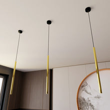 SELTER Design Hanglamp – 1-Lichts Zwart Goud – Minimalistische Staafvormige Plafondlamp