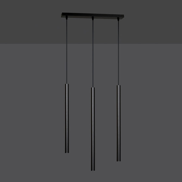 SELTER Design Hanglamp – 3-Lichts Minimalistische Zwarte Plafondlamp – Slank en Modern