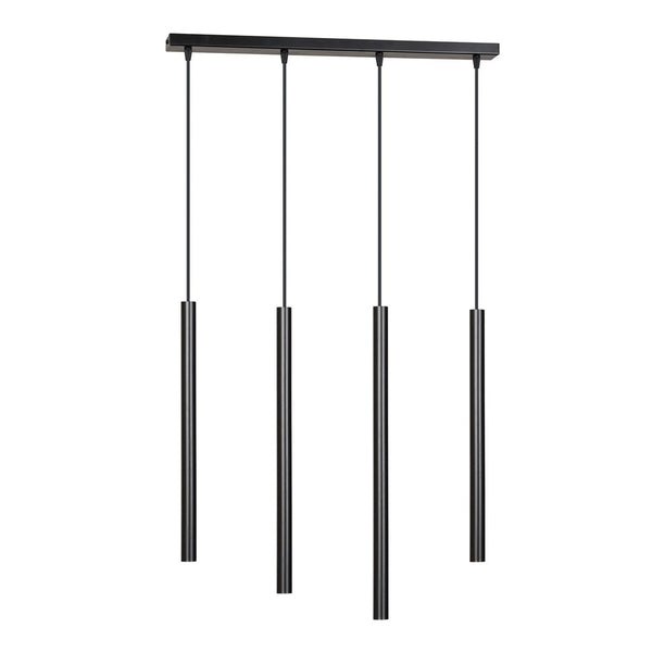 SELTER Design Hanglamp – 4-Lichts Minimalistische Zwarte Plafondlamp – Slanke Industriële Look
