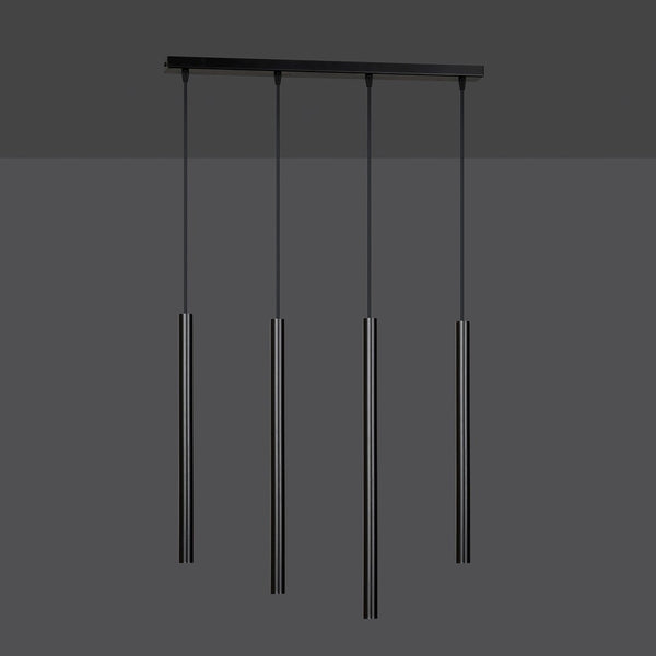 SELTER Design Hanglamp – 4-Lichts Minimalistische Zwarte Plafondlamp – Slanke Industriële Look
