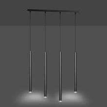 SELTER Design Hanglamp – 4-Lichts Minimalistische Zwarte Plafondlamp – Slanke Industriële Look