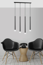 SELTER Design Hanglamp – 4-Lichts Minimalistische Zwarte Plafondlamp – Slanke Industriële Look