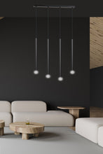 SELTER Design Hanglamp – 4-Lichts Minimalistische Zwarte Plafondlamp – Slanke Industriële Look